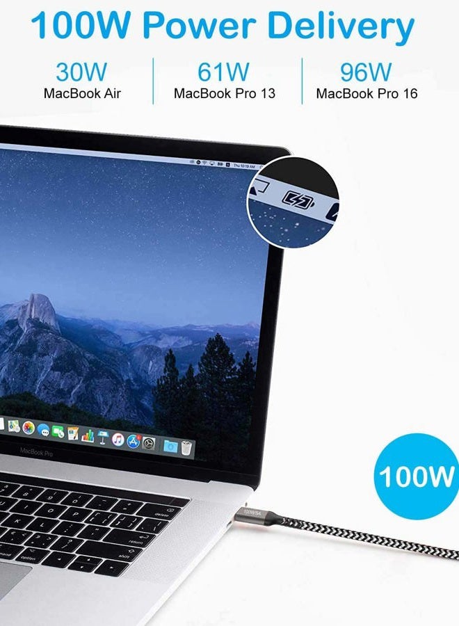 Grtoeud كابل USB-C إلى USB-C بطول 15 قدم 100 واط، شاحن سريع PD من نوع C 20 فولت/5 أمبير، كابل مضفر لجهاز MacBook Pro، iPad Pro/iPhone 15/15 Pro/15 Plus/15 Pro Max، Samsung Galaxy S23 S22 Note 20 10، OnePlus 9، PS5، أسود+أبيض - Image 4