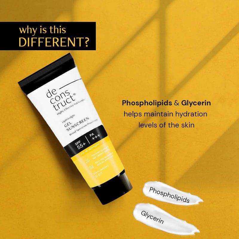 Deconstruct جل واقي الشمس ديكونستراكت SPF 50 و PA جل واقي الشمس للبشرة الدهنية والمختلطة والبشرة العادية طيف واسع من الحماية بدون أثر أبيض خفيف الوزن 50 جرام - Image 4