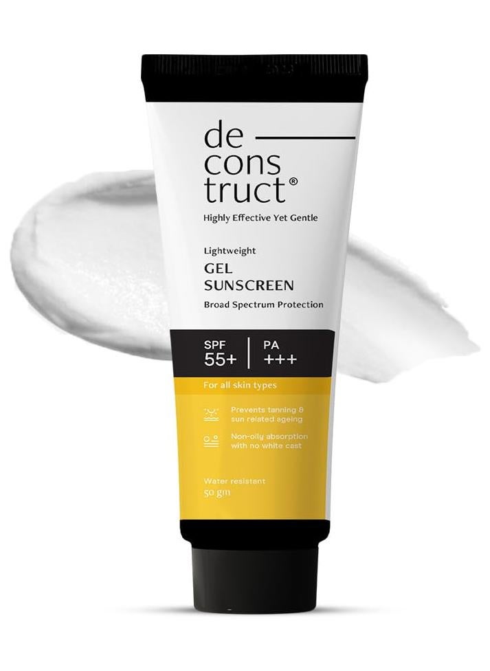 Deconstruct جل واقي الشمس ديكونستراكت SPF 50 و PA جل واقي الشمس للبشرة الدهنية والمختلطة والبشرة العادية طيف واسع من الحماية بدون أثر أبيض خفيف الوزن 50 جرام - Image 1