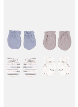 Rene Rofe Toddlers Boy 4 Pairs Printed Mittens, Grey 