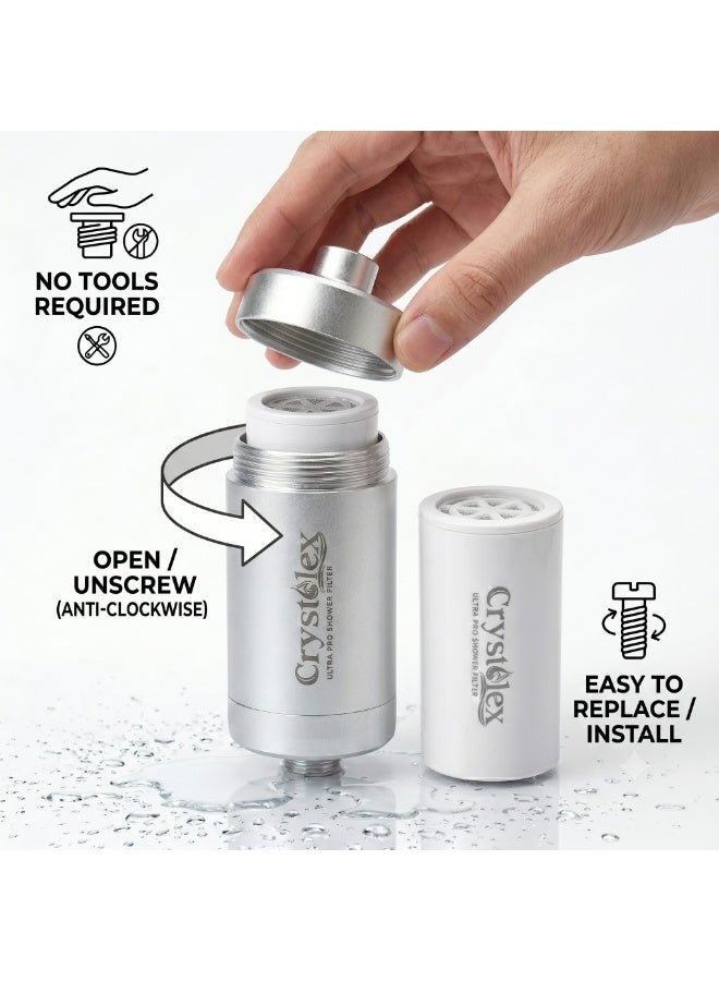 Crystolex Ultra Pro Shower Filter Replacement Cartridge – Multi Stage Shower Water Filter Cartridge for Chlorine, Heavy Metals & Hard Water Reduction - Image 4