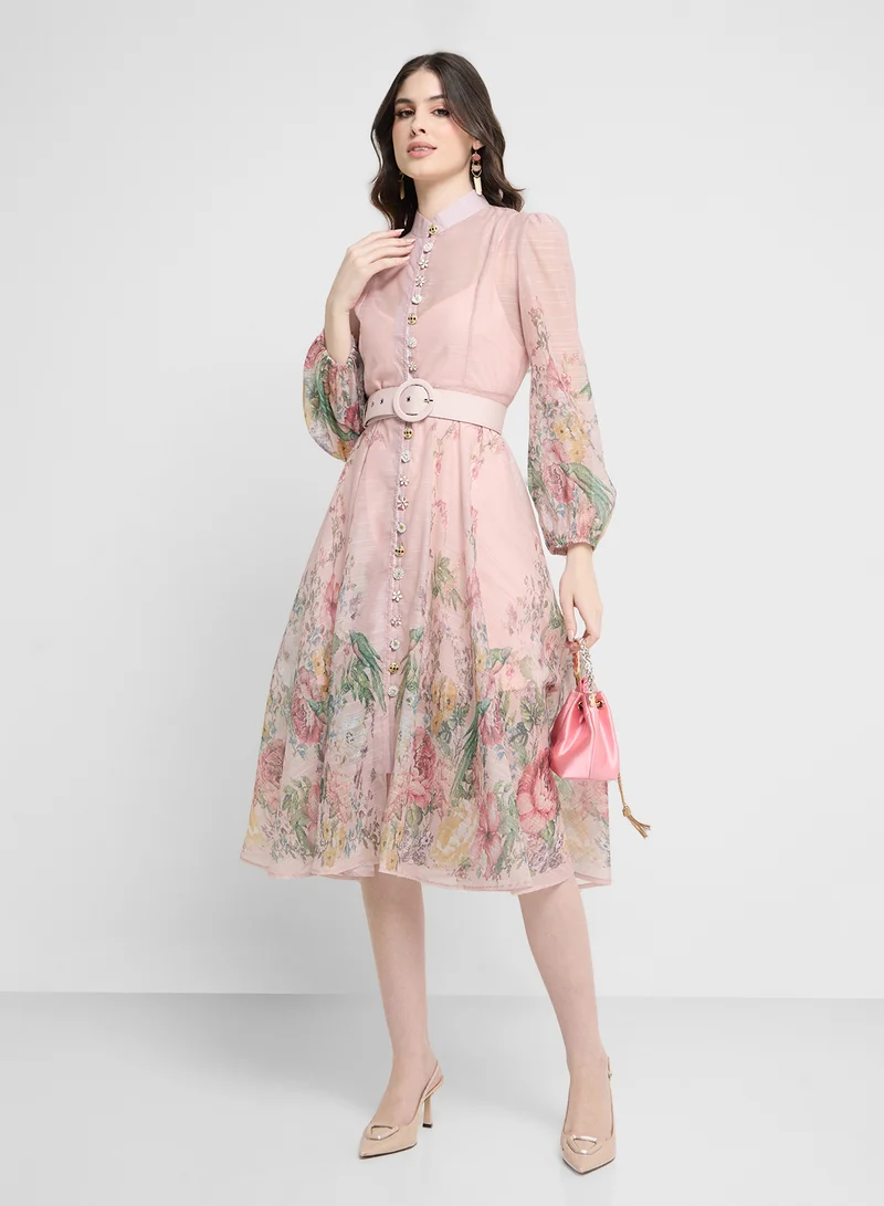 Khizana Floral Chiffon Dress