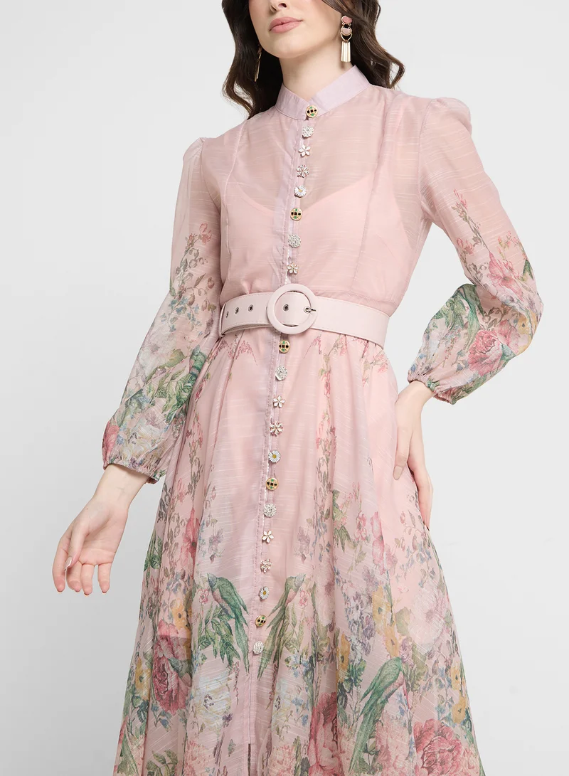 Khizana Floral Chiffon Dress