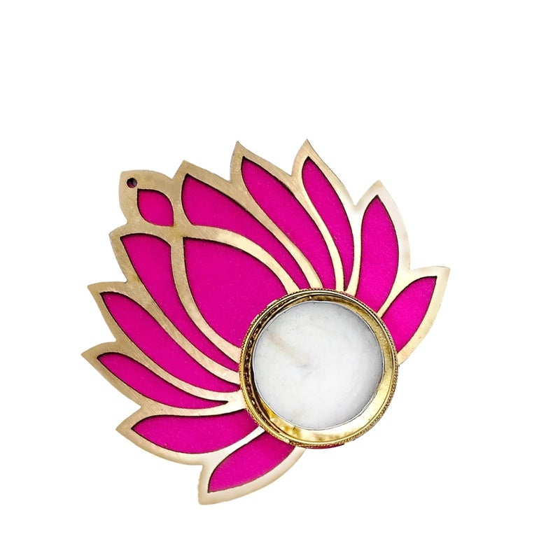 Prokart ProKart Premium Pink Lotus Wooden Chudi Diya Rangoli with Moti Beads Centre Diya Decoration for Diwali Dashera Rangoli Pooja Decorations Festival Wedding Decorations Pink Pack of 6  - Image 3