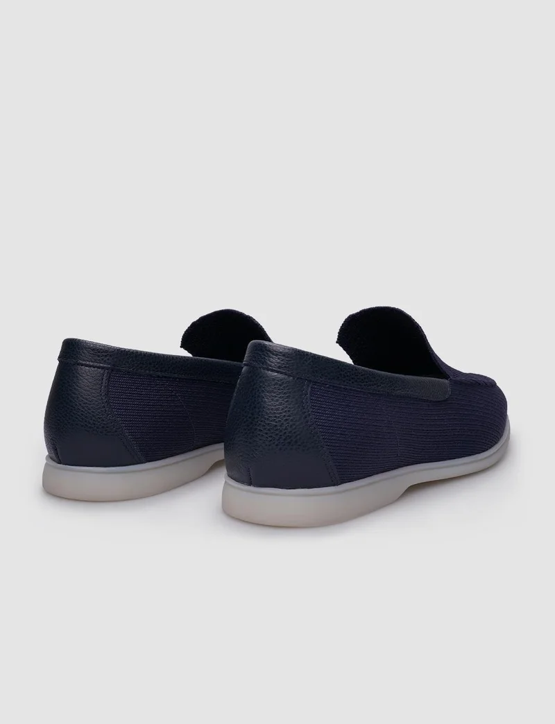كاباني Knitwear Navy Blue Men's Detailed Loafer