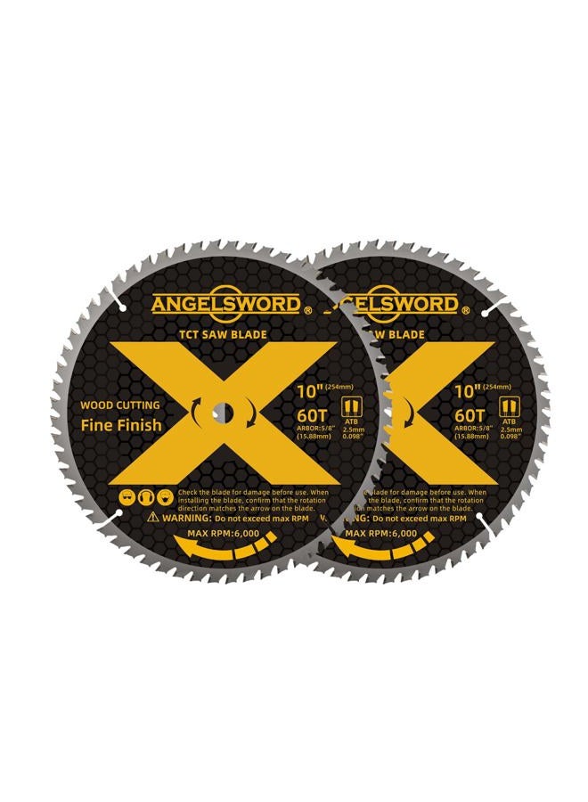 ANGELSWORD شفرة منشار طاولة 10 بوصة / شفرة منشار مائل لإنهاء دقيق لقطع الخشب، 60T، عبوة 2 - Image 1