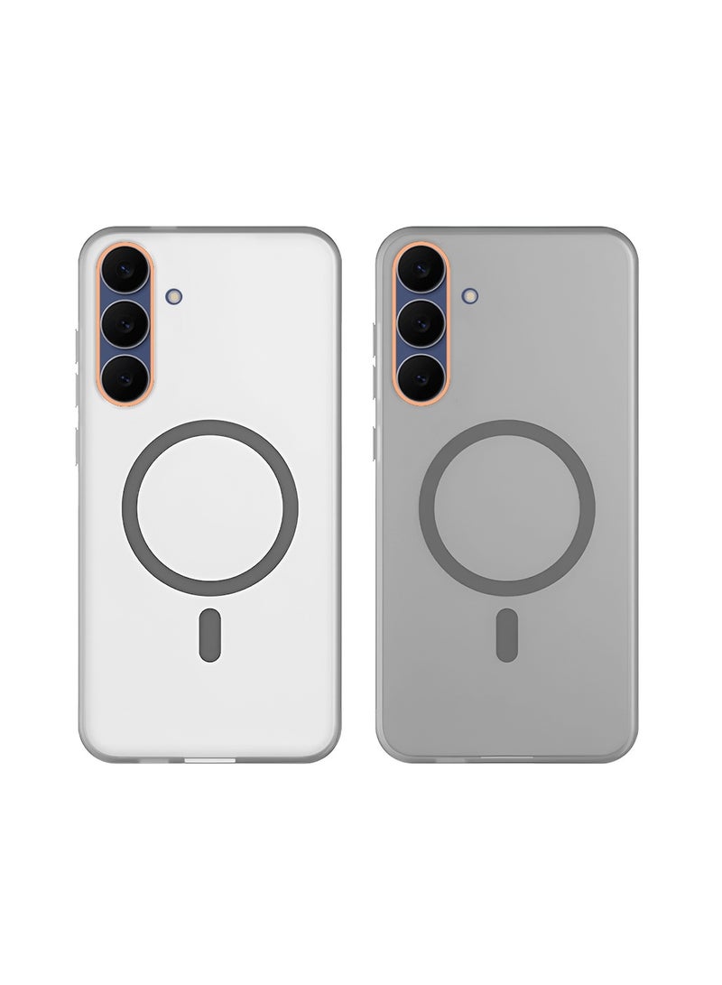 Wtech Samsung Galaxy S25 FE 5G 2025 Hybrid Translucent Magsafe with Magnetic Charging Raised Camera Lips Elegant Look Case Cover (MCMPMN) - Grey - Image 2