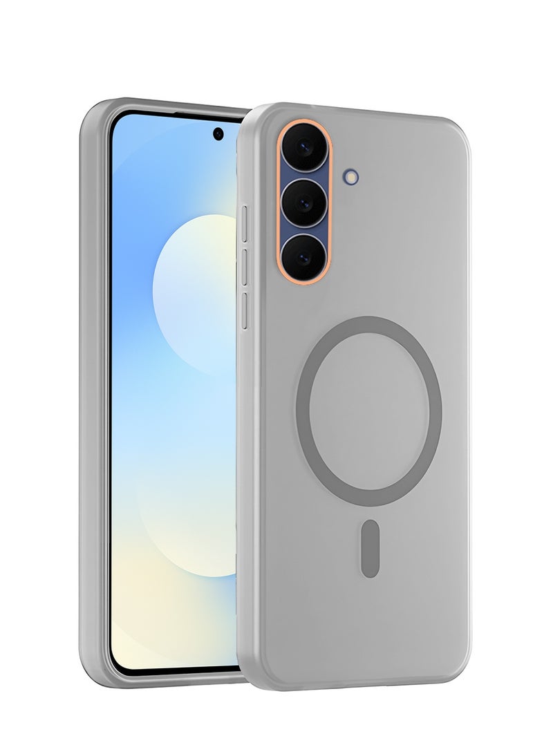 Wtech Samsung Galaxy S25 FE 5G 2025 Hybrid Translucent Magsafe with Magnetic Charging Raised Camera Lips Elegant Look Case Cover (MCMPMN) - Grey - Image 1