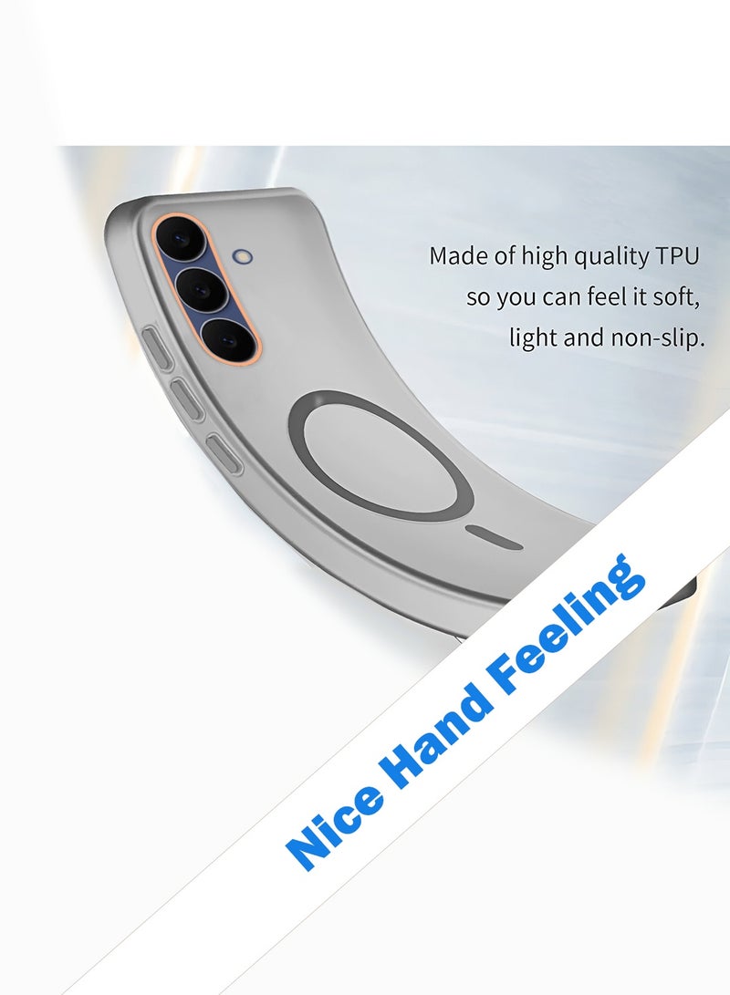 Wtech Samsung Galaxy S25 FE 5G 2025 Hybrid Translucent Magsafe with Magnetic Charging Raised Camera Lips Elegant Look Case Cover (MCMPMN) - Grey - Image 3