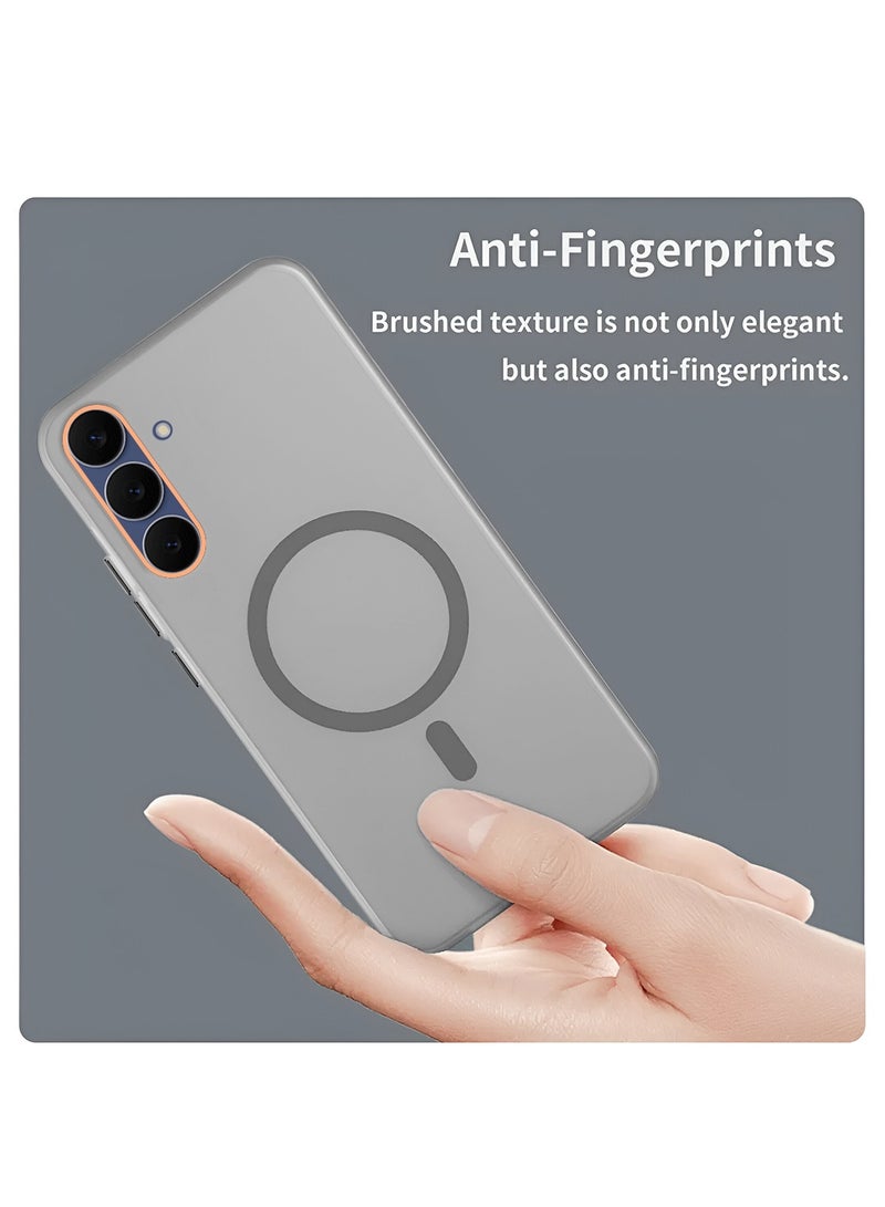 Wtech Samsung Galaxy S25 FE 5G 2025 Hybrid Translucent Magsafe with Magnetic Charging Raised Camera Lips Elegant Look Case Cover (MCMPMN) - Grey - Image 4