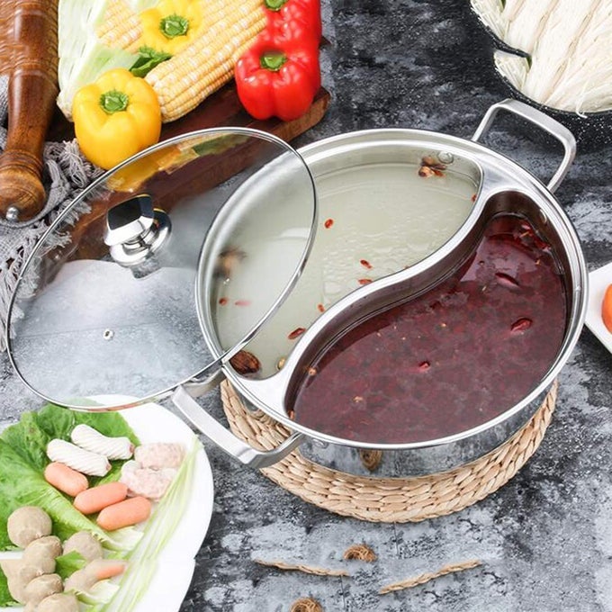 DURABLE STAINLESS STEEL HOT POT VERSATILE AND STYLISH FOR HOME AND RESTAURANT ELEGANT STAINLESS STEEL HOT POT NONSTICK EASY TO CLEAN FOR HOT POT SOUP AND STEWS