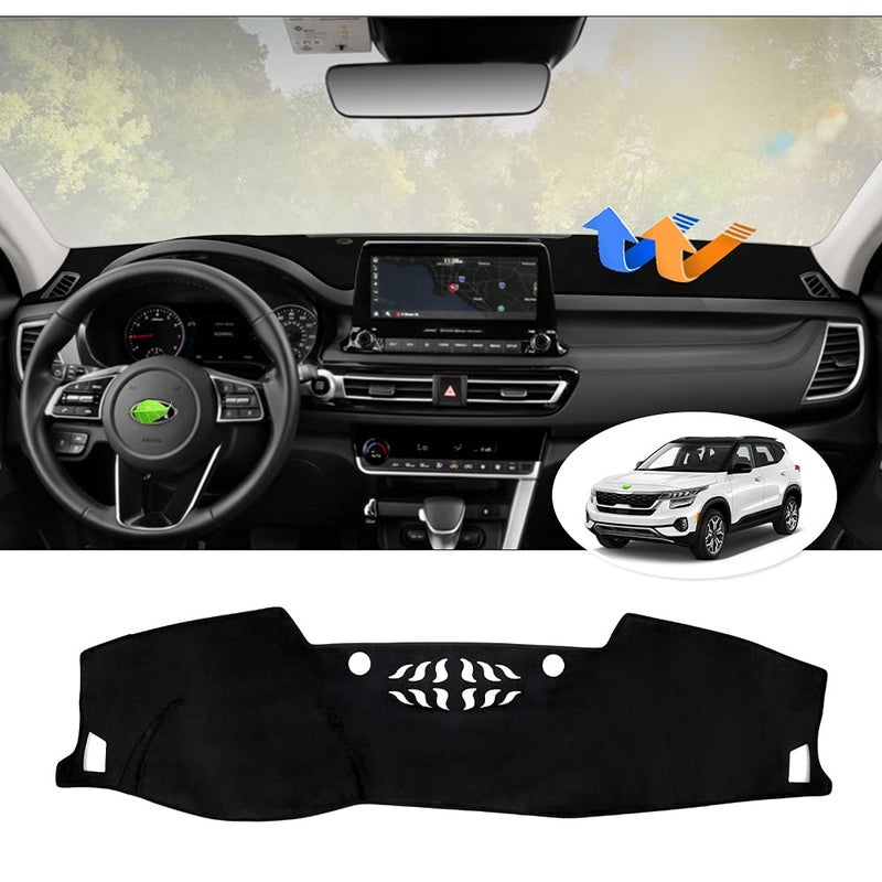 Autorder Dashboard Cover Mat for Kia Seltos 2021 2022 2023 Accessories Dash Cover Flannel Dash Mat Sunshade Glare UV Rays ProtectorOnly fits 8inch Touch Screen