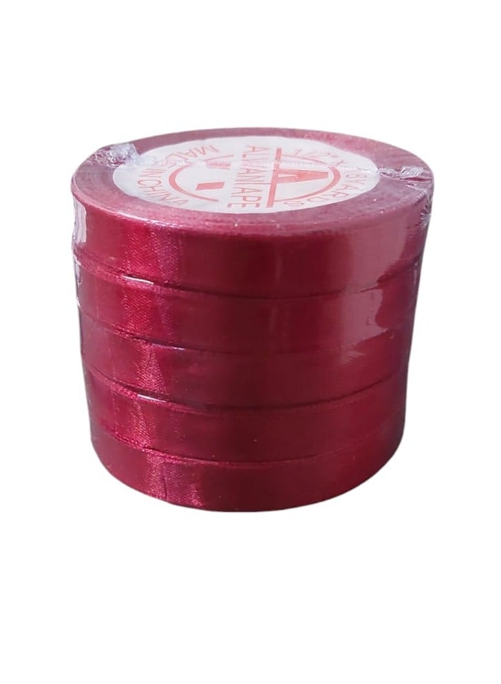 5 Piece Decorative Satin Ribbon Set Red