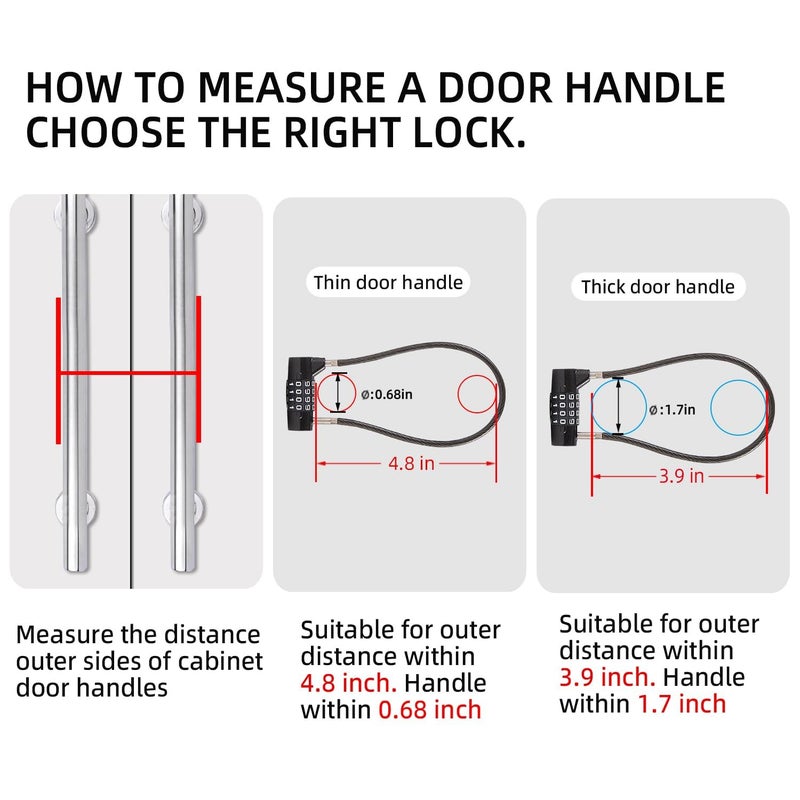 EASTDEER Combination Lock Cable Lock with 4 Digits Cabinet Lock 5.5" Twist Length 5.5" Durable Cable Ideal for lockers, Gym, Fence, Toolbox, case, hasp Storage and Outdoor (11" Cable Length) - Image 3