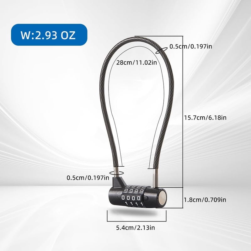 EASTDEER Combination Lock Cable Lock with 4 Digits Cabinet Lock 5.5" Twist Length 5.5" Durable Cable Ideal for lockers, Gym, Fence, Toolbox, case, hasp Storage and Outdoor (11" Cable Length) - Image 4