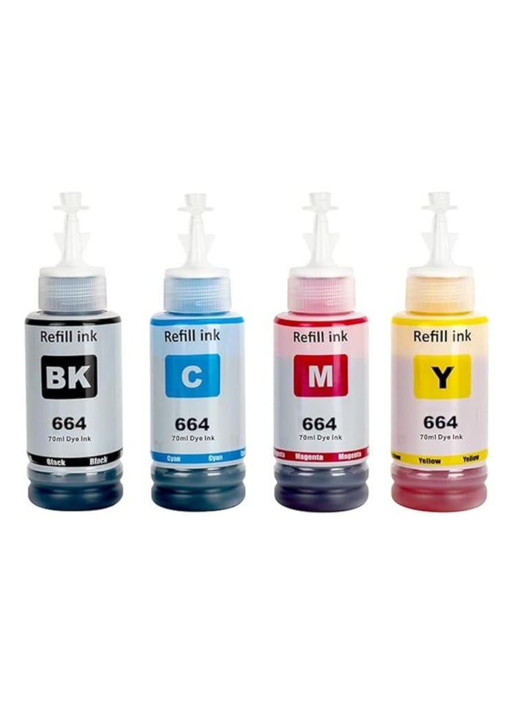 664 Ink Compatible with 664 Refill Ink Bottles Work with  ET-2650 ET-2500 ET-2550 ET-2600 ET-4500 ET-14000 L100 L110 L120 L200 L210 L300 L350 L355 L550 L555 Printer, 4 Pack  - Image 1