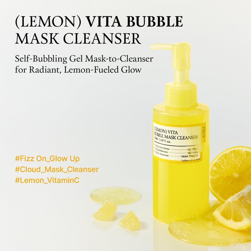 FULLY Lemon Vita Bubble Mask Cleanser, Self-Bubbling Gel-to-Foam Face Wash, Vitamin C + Jeju Lemon Water for Brightening, Radient Smooth Skin, Hydration, Vegan Korean Skincare, 5.07 fl.oz - Image 2