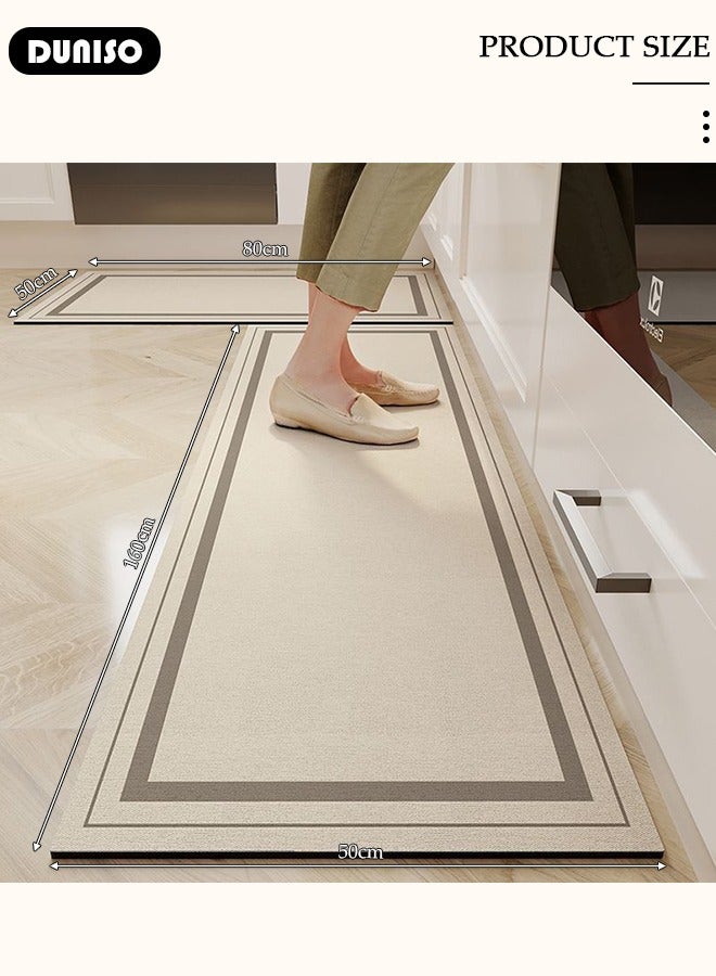 DUNISO Diatom Mud Bath Mat Set Bathroom Kitchen Rug Mat Extra Soft and Absorbent Bath Rugs Non-Slip Quick Drying Floor Bath Tub Mat for Bathroom Floor Tub and Shower 50*80CM+50*160CM - Image 2
