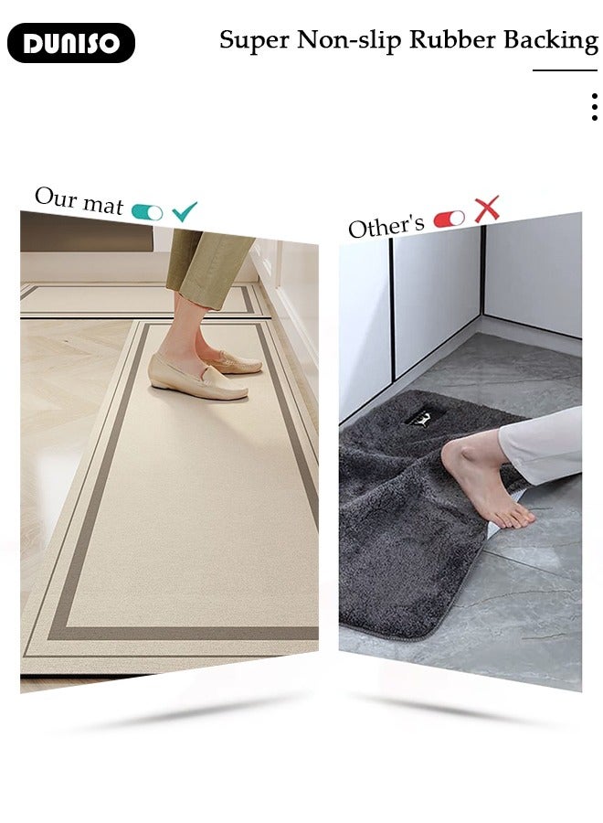 DUNISO Diatom Mud Bath Mat Set Bathroom Kitchen Rug Mat Extra Soft and Absorbent Bath Rugs Non-Slip Quick Drying Floor Bath Tub Mat for Bathroom Floor Tub and Shower 50*80CM+50*160CM - Image 3