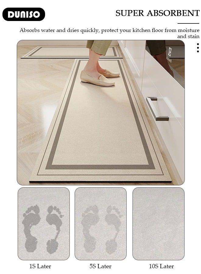 DUNISO Diatom Mud Bath Mat Set Bathroom Kitchen Rug Mat Extra Soft and Absorbent Bath Rugs Non-Slip Quick Drying Floor Bath Tub Mat for Bathroom Floor Tub and Shower 50*80CM+50*160CM - Image 4