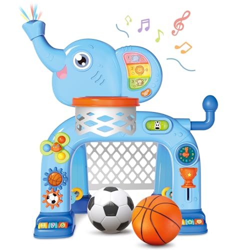 spring flower SpringFlower Toddler Basketball Hoop Soccer Goal Activity Center Toys with Light MusicElephant Toddlers Musical Toys Gift Baby Toddlers Christmas Birthday Gift for 1 2 3 Year Old Boys Girls - Image 1