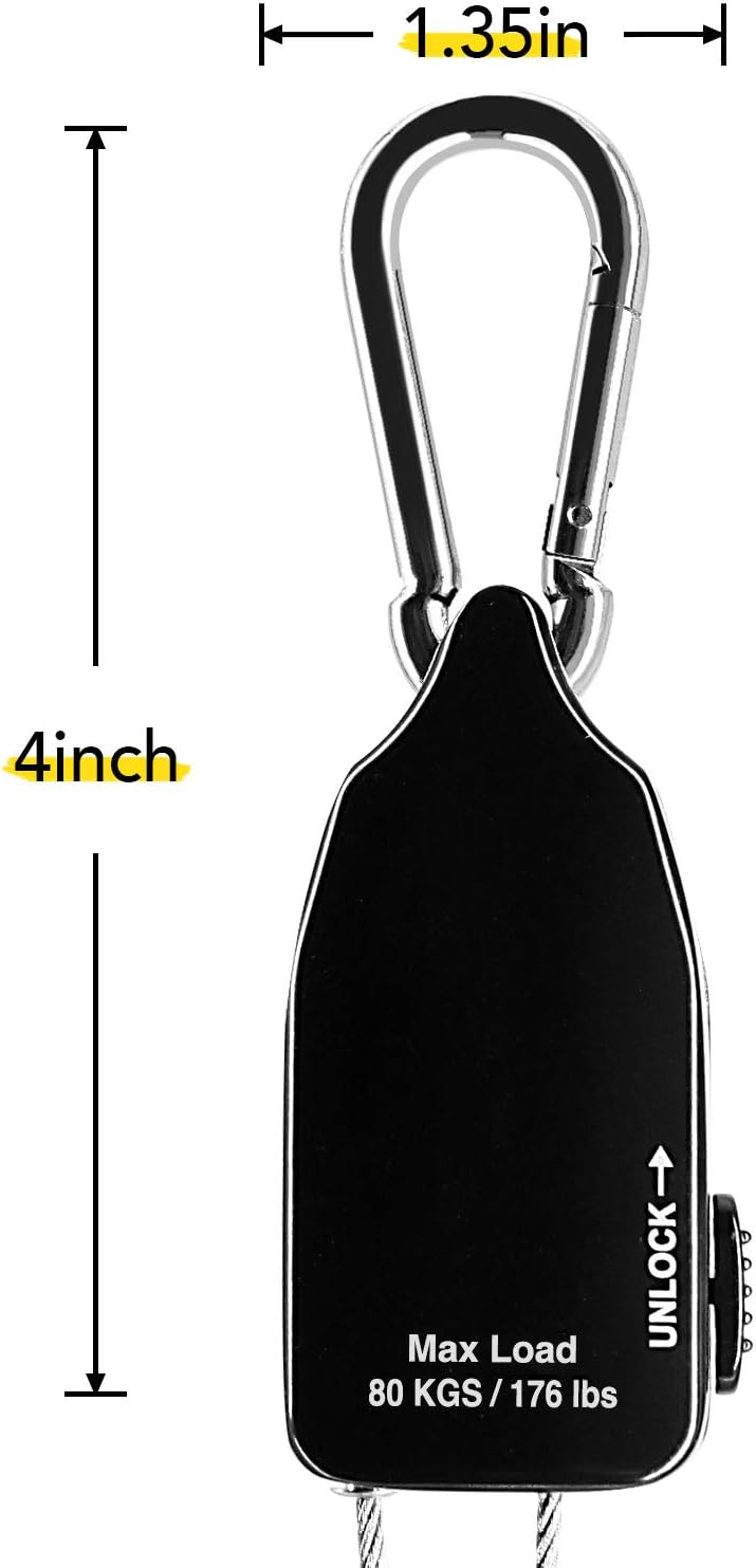 iPower GLROPESTWI 1Pack 49Feet Long Steel Wire Heavy Duty Adjustable Grow Light Rope Clip Hanger 176lbs Weight Capacity Black - Image 5