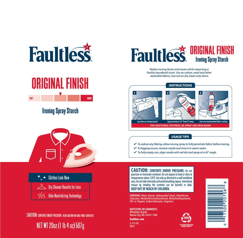 Faultless Laundry Starch Spray, Faultless Original Hold Ironing Enhancer Spray Starch for a Smooth Iron Glide on Clothes & Fabric (20oz 4 Pack) Even Spray, Easy Iron Glide, No Reside - Image 3