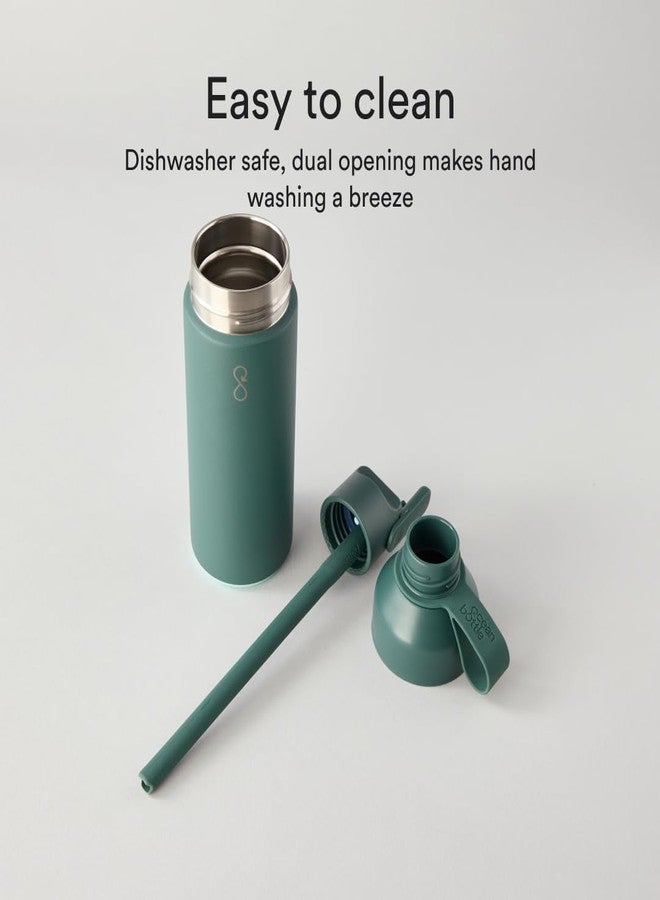 Ocean Bottle Go 17 oz | Stainless Steel Water Bottle | Reusable & Sustainable | Keeps Drinks Cold & Hot | Eco Friendly Gift (Forest Green) - Image 4