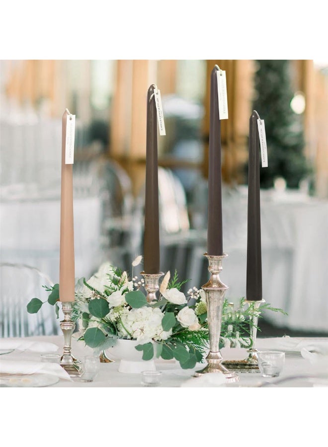 يُسلِّم 4 شموع مخروطية، 10 بوصات، بدون رائحة أو دخان، مناسبة للمنزل، وحفلات الزفاف، وأعياد الميلاد، وديكور المنزل؟ بني؟ - Image 2