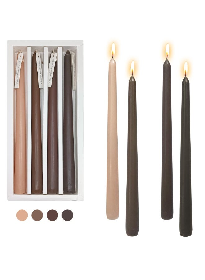 يُسلِّم 4 شموع مخروطية، 10 بوصات، بدون رائحة أو دخان، مناسبة للمنزل، وحفلات الزفاف، وأعياد الميلاد، وديكور المنزل؟ بني؟ - Image 1