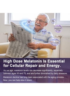 NEVISS Antioxidant & Brain Support Melatonin 60mg 30mg for 50+ Adults | High Dose Melatonin for Anti-Aging & Immune | Extra Strength Melatonin Gummies with B6, Ashwagandha, Magnesium, MSM - 60 Gummies  - Image 3