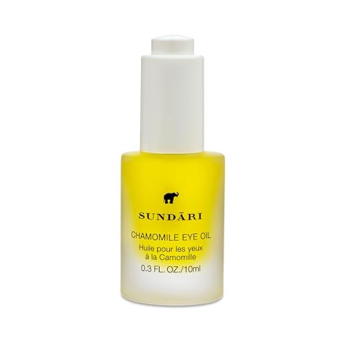 SUNDARI Chamomile Eye Oil  03 Fl Oz Natural Dark Circle Treatment AntiAging Wrinkle Reduction Brightens Nourishes Smooths UnderEye Dropper