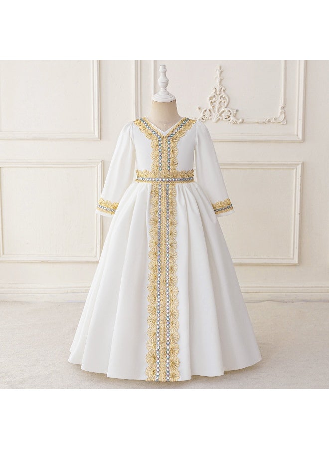 NIBEMINENT Muslim Girls Abaya Long Sleeve Prayer Dress Middle East Muslim Dubai Robe for 4-8 Years - Image 1
