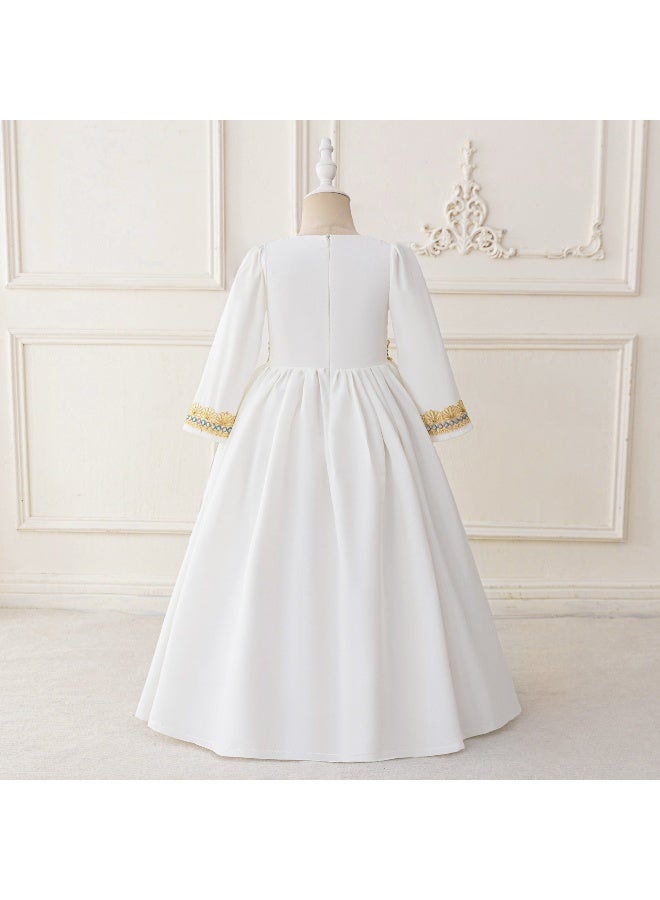 NIBEMINENT Muslim Girls Abaya Long Sleeve Prayer Dress Middle East Muslim Dubai Robe for 4-8 Years - Image 3