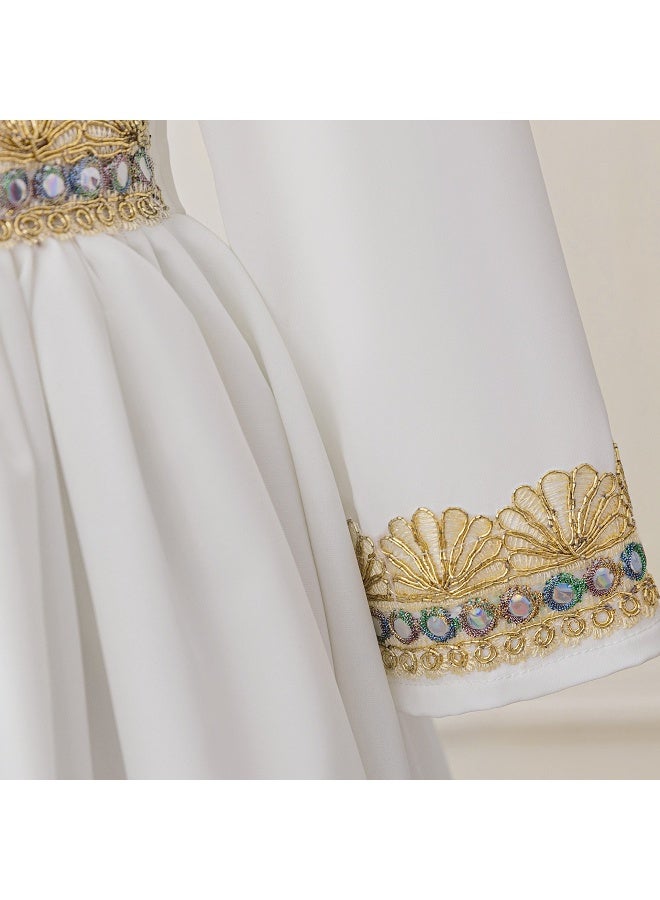 NIBEMINENT Muslim Girls Abaya Long Sleeve Prayer Dress Middle East Muslim Dubai Robe for 4-8 Years - Image 5