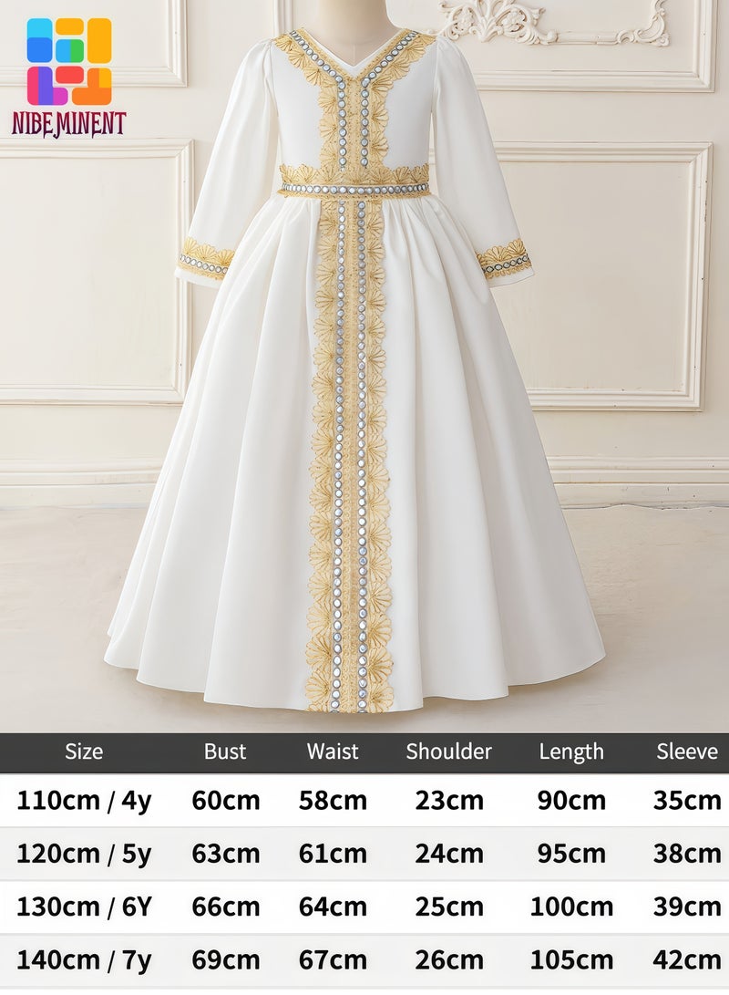 NIBEMINENT Muslim Girls Abaya Long Sleeve Prayer Dress Middle East Muslim Dubai Robe for 4-8 Years - Image 2