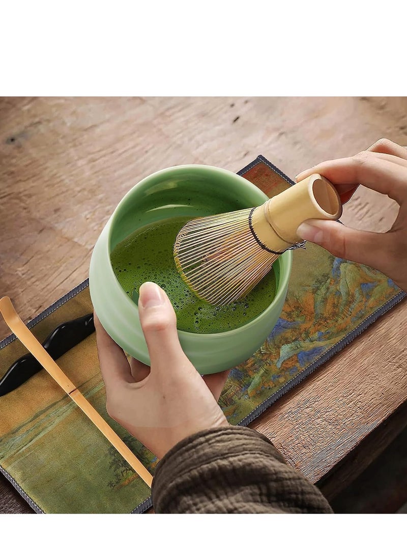 7 Piece Matcha Set, Luxurious Tea Set with Ceramic Bowl, Filter, Scoop, Prong Bamboo Matcha Whisk and Holder