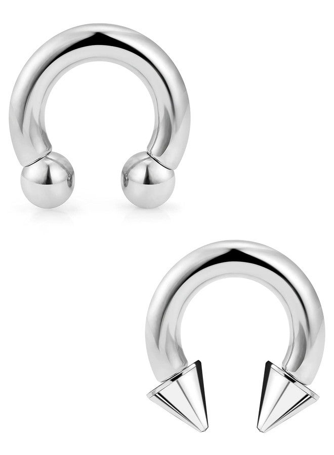 Ftovosyo PA Ring Internally Threaded Spike & Ball Circular Barbells Horseshoe Large Septum Ring Ear Gauges Earrings 4G 5mm 12mm 1/2" 316L Surgical Steel Pierced Body Jewelry for Women Men - Image 1