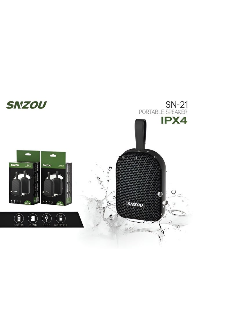SNZOU SNZOU SN-21 Portable Bluetooth Speaker - 8W - 1200mAh Battery - IPX4 Waterproof - Supports TF Card and Type-C - Bluetooth Version 5.1 - Suitable for Travel - Image 5