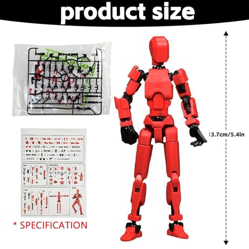 Gozaqe Action Figure Toys,DIY Assembly Dummy 13 Action Figures,Articulated Joints Robot,Desktop Decorations,Gift Idea for Adults (Red) - Image 2