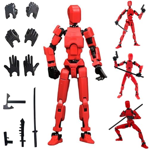 Gozaqe Action Figure Toys,DIY Assembly Dummy 13 Action Figures,Articulated Joints Robot,Desktop Decorations,Gift Idea for Adults (Red) - Image 1