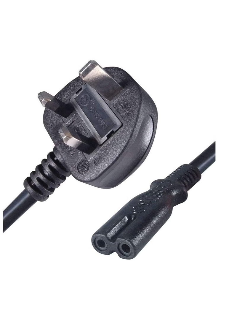2-Prong UK AC Power Cord Cable — Compatible with Samsung LG Sony TCL TV, HP Canon Brother Printer, PS3 PS4 PS5, Laptop, Sound Bar — Black - Image 5