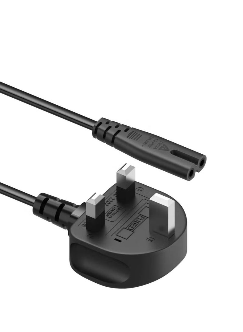 2-Prong UK AC Power Cord Cable — Compatible with Samsung LG Sony TCL TV, HP Canon Brother Printer, PS3 PS4 PS5, Laptop, Sound Bar — Black - Image 4