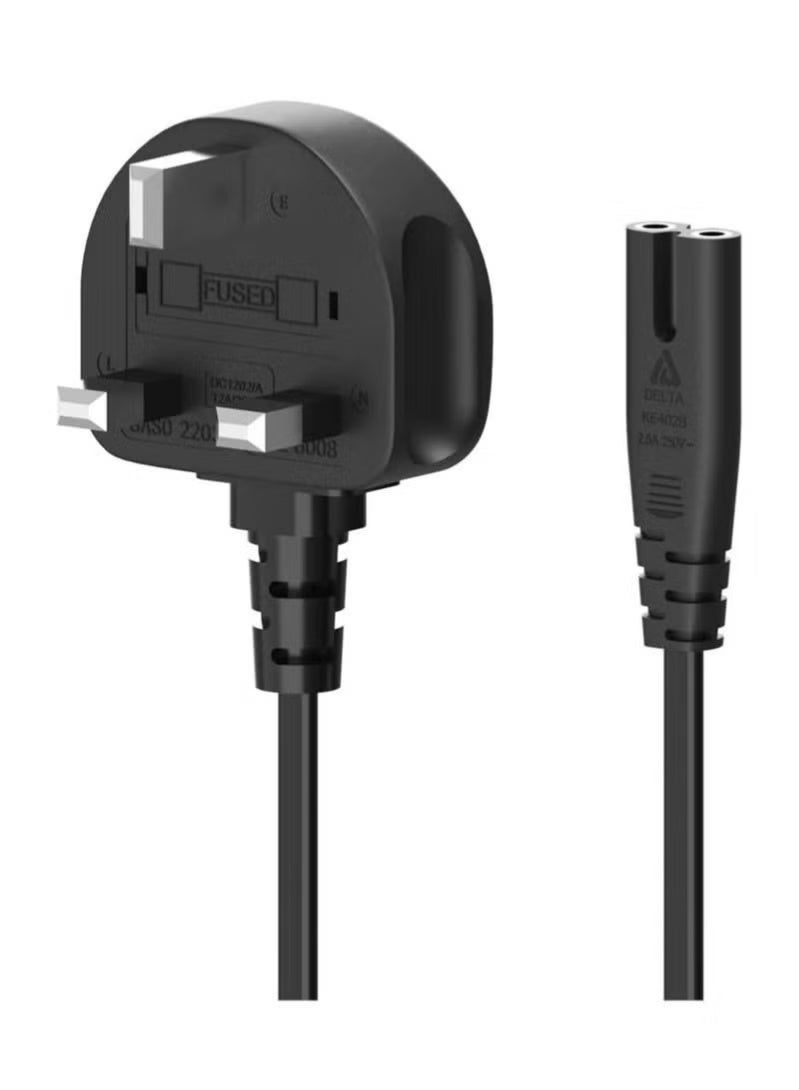 2-Prong UK AC Power Cord Cable — Compatible with Samsung LG Sony TCL TV, HP Canon Brother Printer, PS3 PS4 PS5, Laptop, Sound Bar — Black - Image 1