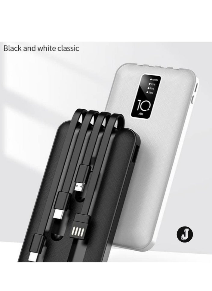 JAJEEK "New Fast Charging Power Bank – 10,000mAh Portable Charger for Simultaneous Charging of 4 Devices (Black/White)" - Image 3