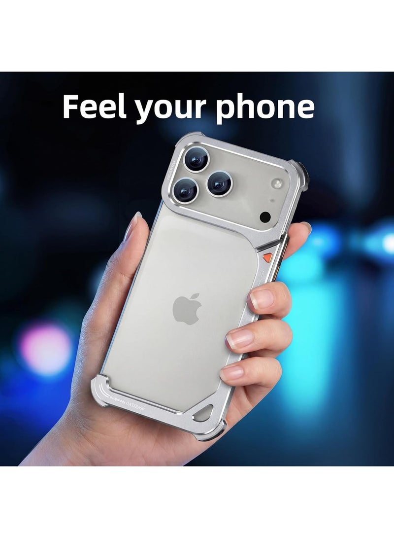 أوتس باسف جراب لهاتف iPhone 18 Pro Max / iPhone 17 Pro Max، مزود بحامل، تصميم بدون ظهر، إطار من الألومنيوم المعدني، وحماية ضد الصدمات عند الزوايا الأربع. - Image 5