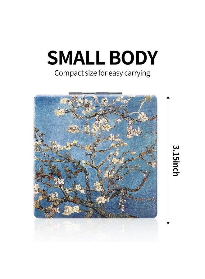 داينيبي مرآة صغيرة الحجم من Dynippy مقاس 3.15 بوصة، مزدوجة الجوانب، مكبرة 1X/2X، مصنوعة من جلد البولي يوريثان، مرآة دائرية للحقائب، مرآة جيب صغيرة محمولة باليد للنساء والأم (زهر اللوز) - Image 3