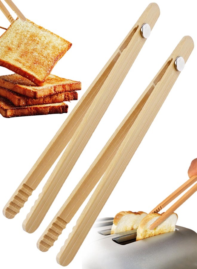 2 PCS Toast Tongs, Magnetic Bamboo Toast Tongs, 7" Long Reusable Toaster Tongs, Durable And Stylish Kitchen Tool For Toaster, Fruits, Bread & Pickles, For Cheese Bacon Muffin Fruits Bread - Image 1