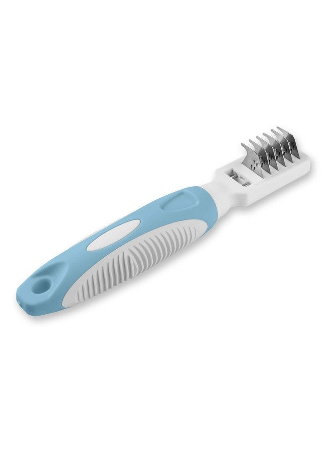 Pets First Professional Pet Mat Remover - Dematting Tool for Grooming Cats & Dogs - Removes Matted Fur, Tangles, Knots, Loose Hair & Dirt - Stainless Steel, Gentle Teeth, Soft Comfort Grip Handle,Blue - Image 1