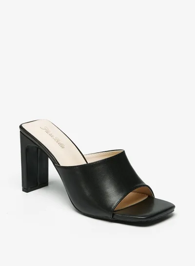 فلورا بيلا Solid Slip On Square Toe Sandals with Block Heels